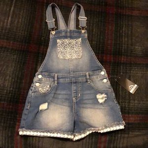 Jordache JD Shortall Crochet Trim Girls Overalls